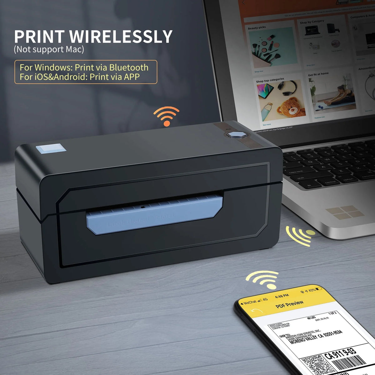 4''x6'' Bluetooth Thermal Label Printer W6163