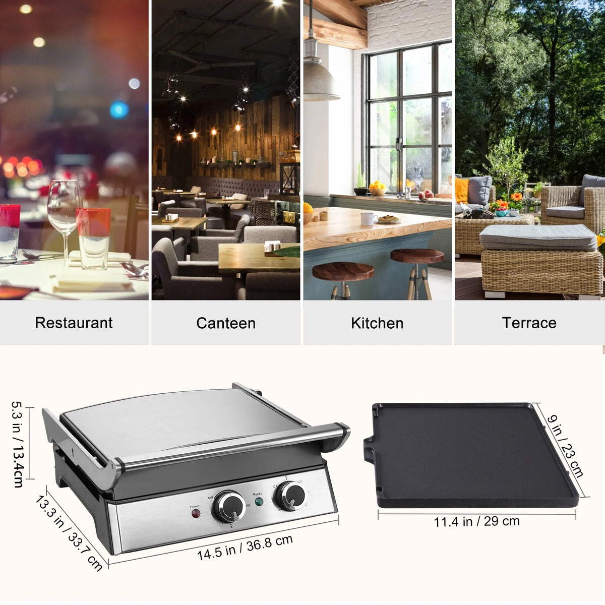 14.5" Commercial Electric Countertop Griddle Grill Z636