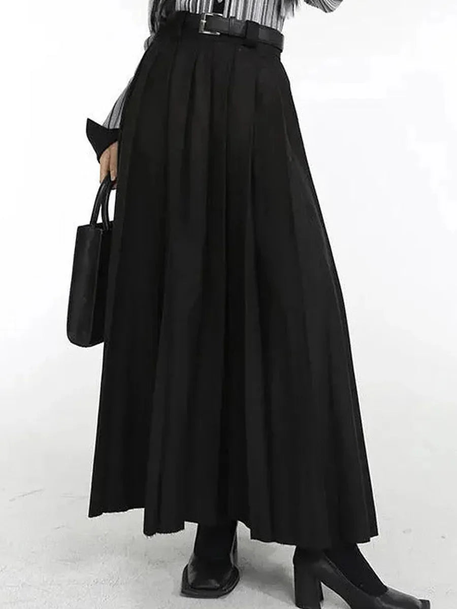 Dark Pleated Midi Skirt I7865