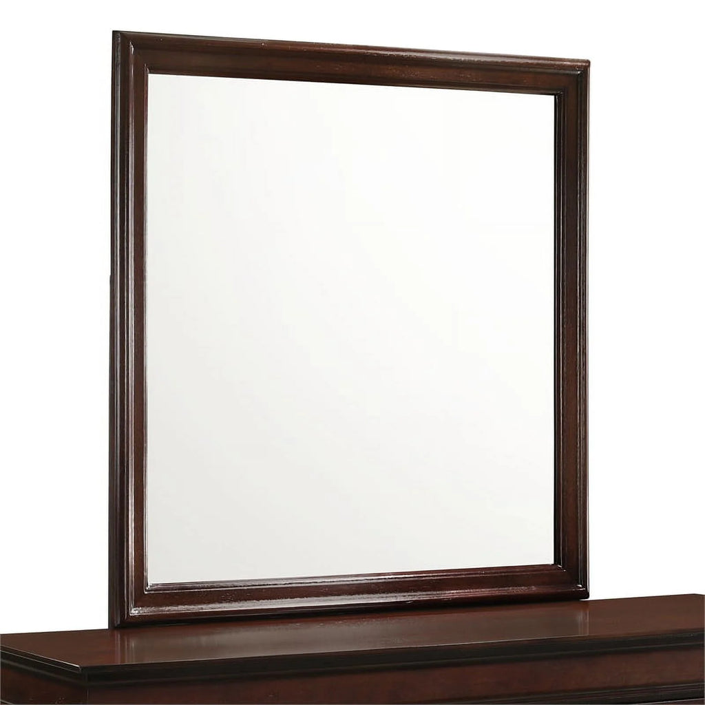Cherry Wood 6-Drawer Dresser & Mirror E6989