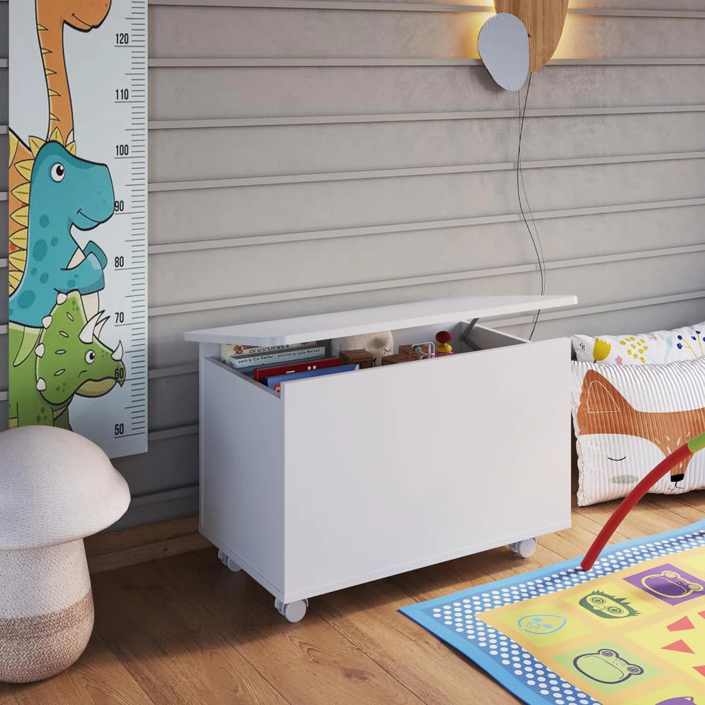 White Engineered Wood Storage Trunk with Lid I74388