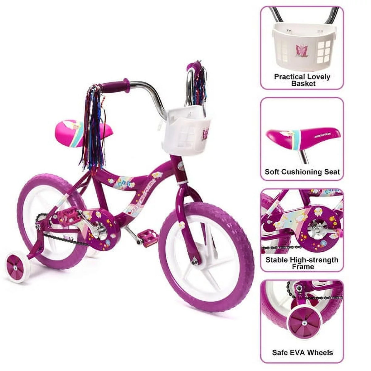 2 Kid's BMX Bicycle with Coaster Brake and Training Wheels X13796