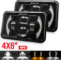 2pcs 4x6 Inch LED Headlights Sealed Beam 80W Amber Halo Rectangular Replacement Pack of 2 C2018
