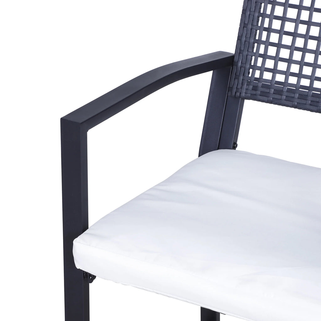 3 Pcs Rattan Wicker Patio Bar Set with Cushion U6159