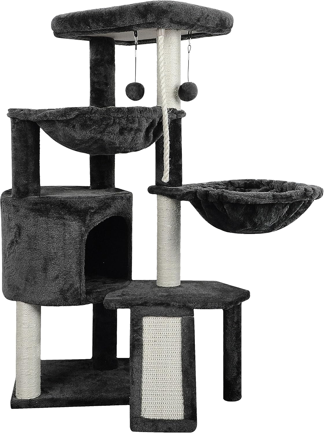 Darkgray Cat Tree with Cat Condo and Two Hammocks H928080