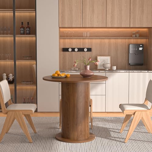 Round Dining Table for 2 with Wood Strip Base V590