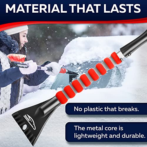 27" Snow Brush & Ice Scrapers with Foam Grip, Detachable, Gray I870