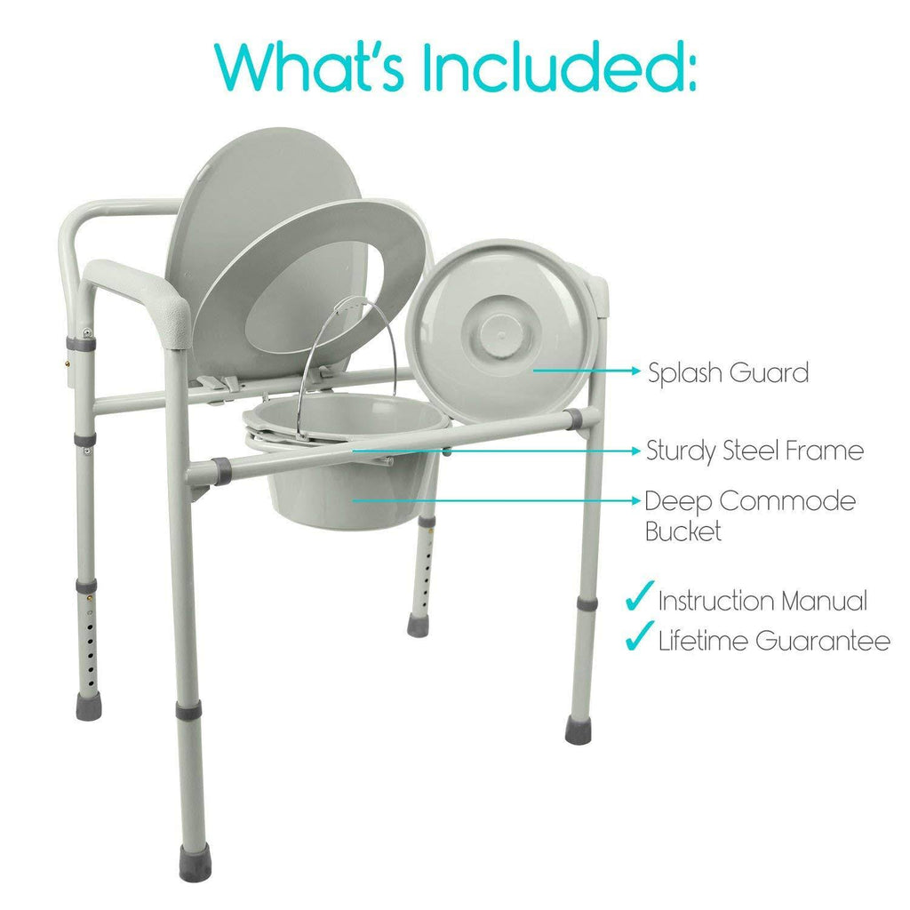 3 in 1 Extra Wide Folding Commode Chair S8618