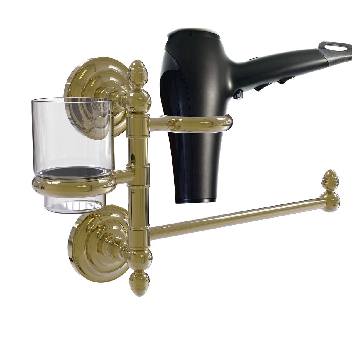 Unlacquered Brass Hair Dryer Holder and Organizer N65562