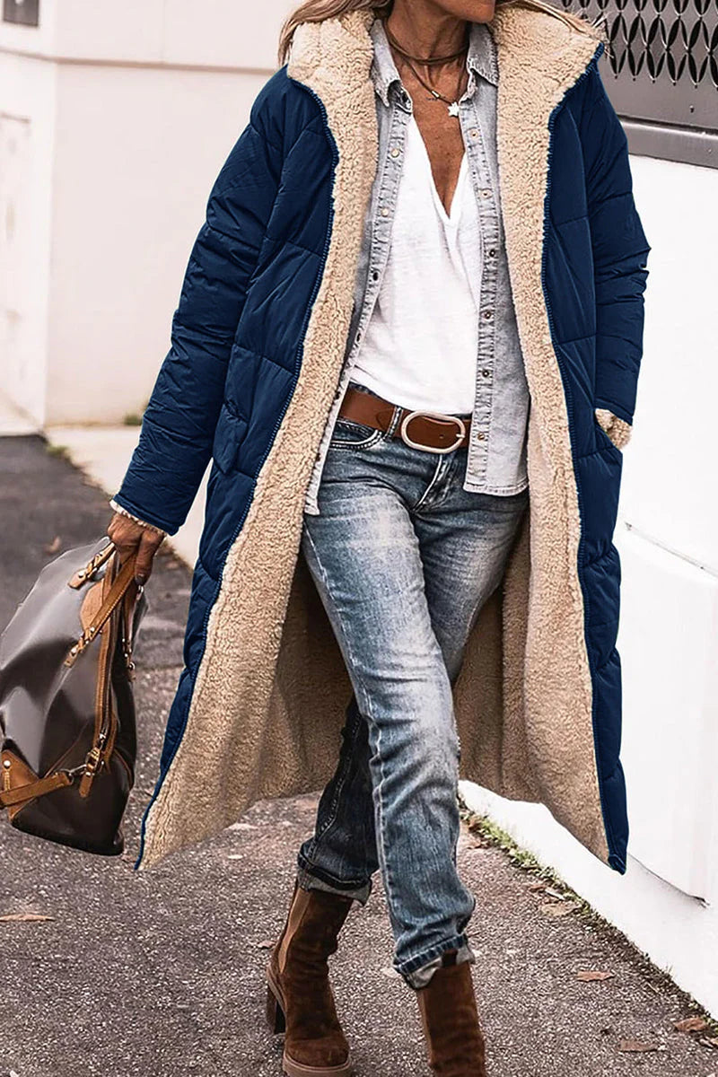 Solid Hooded Collar Outerwear P70984