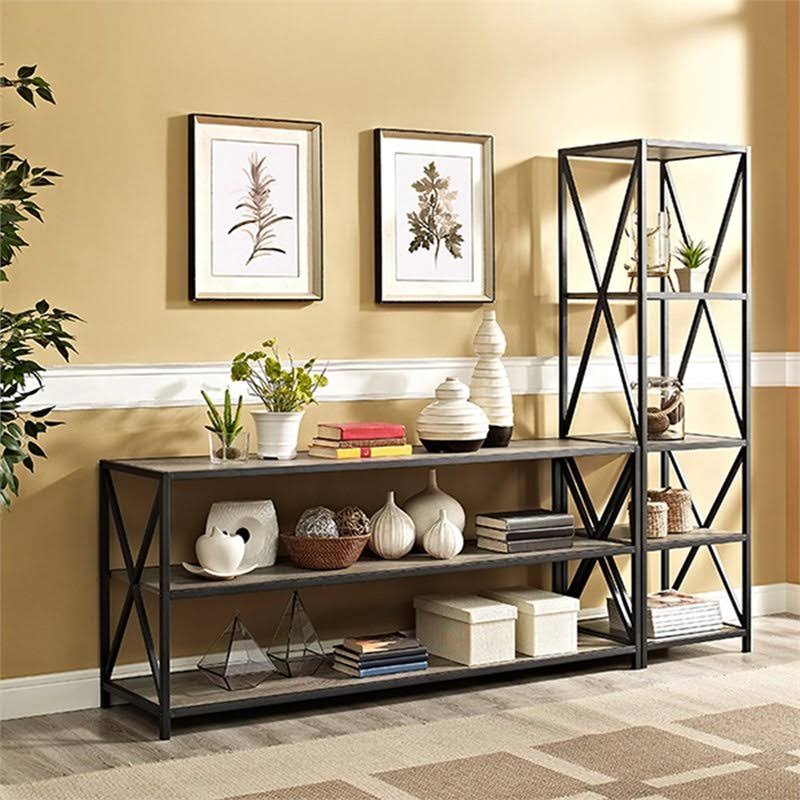 2 Shelf Wide Bookcase in Driftwood O848909