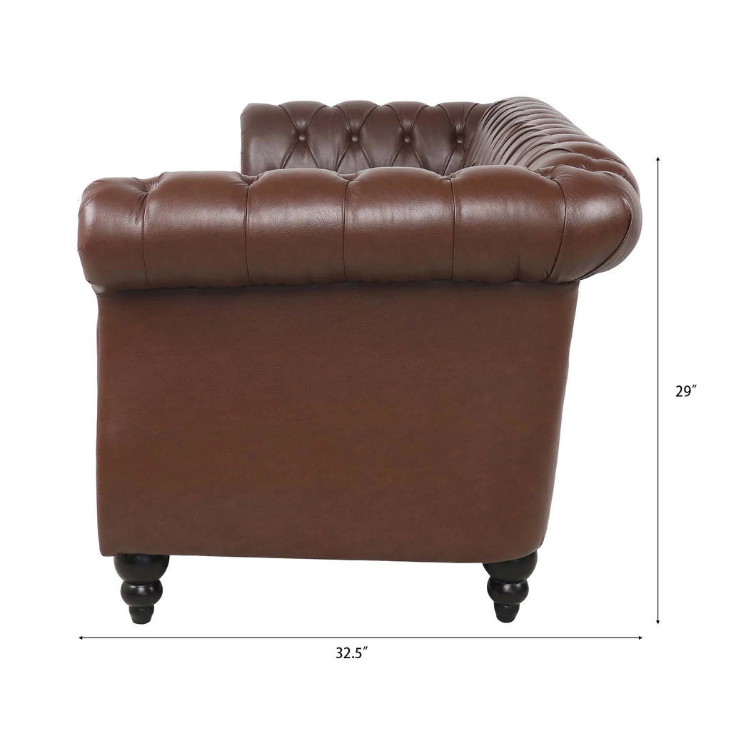 Dark Brown Leather 3-Seater Sofa S3816