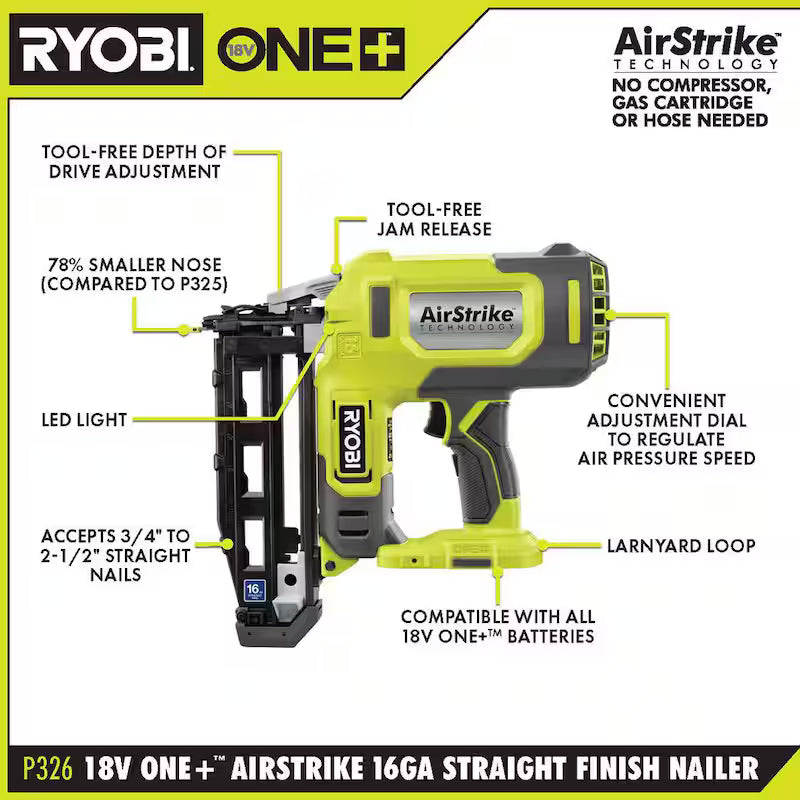 18V Cordless Finish Nailer with 2.0 Ah Battery E6120