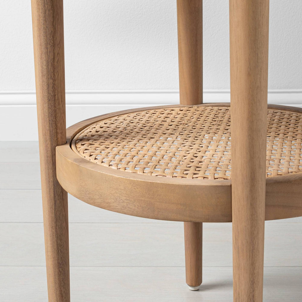 Wood & Cane Round Accent Table H377