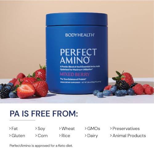 PerfectAmino Powder Mixed Berry 120 Servings 8 Essential Amino Acids Supplement T7753