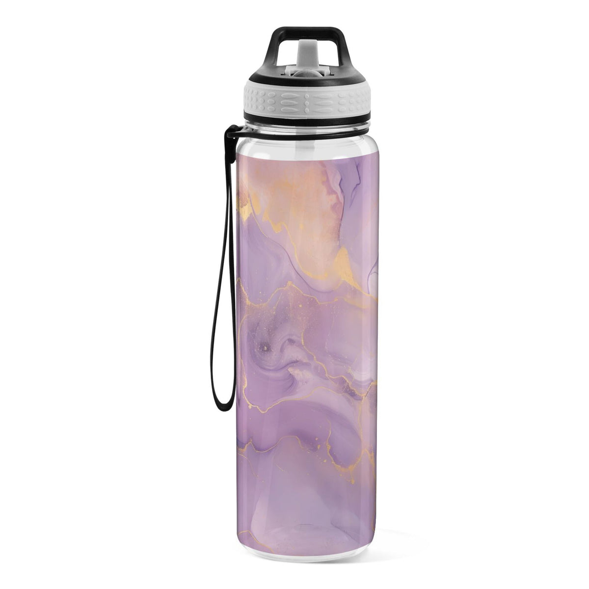 Purple and Gold Marble 32oz Tritan Leakproof Water Bottle with Straw S7693