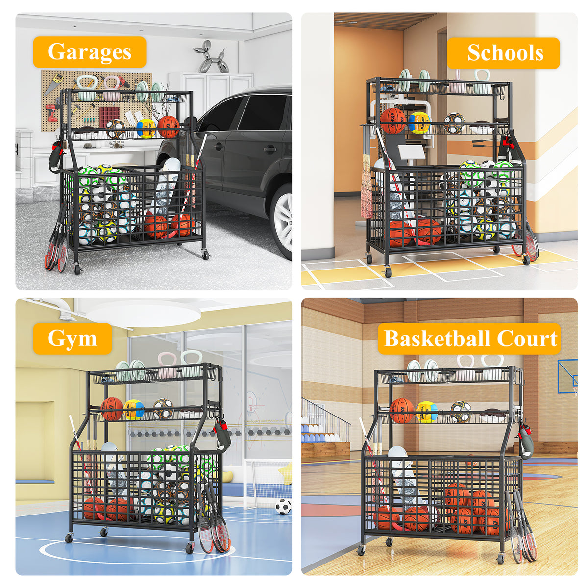 Black Rolling Storage Cart H2213