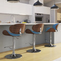 Blue Linen Look Fabric Adjustable Height Bar Stool K324