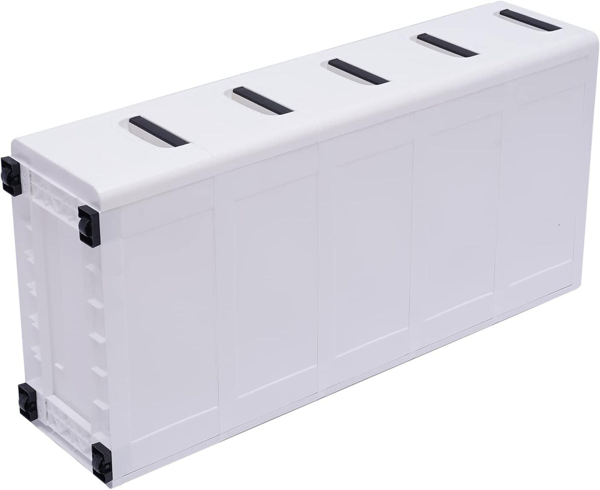 White 5 Drawer Plastic Storage Cabinet with Wheels I1290