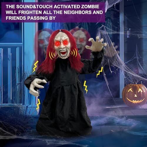 2.6 Ft Zombie Animatronics with Glowing Eye I31584