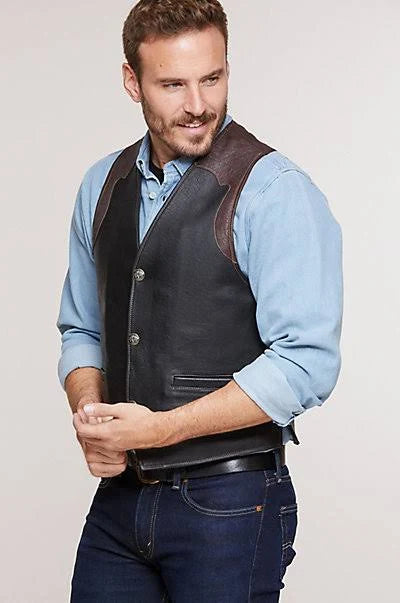 Bison Leather Vest with Concealed Carry Pockets K79093