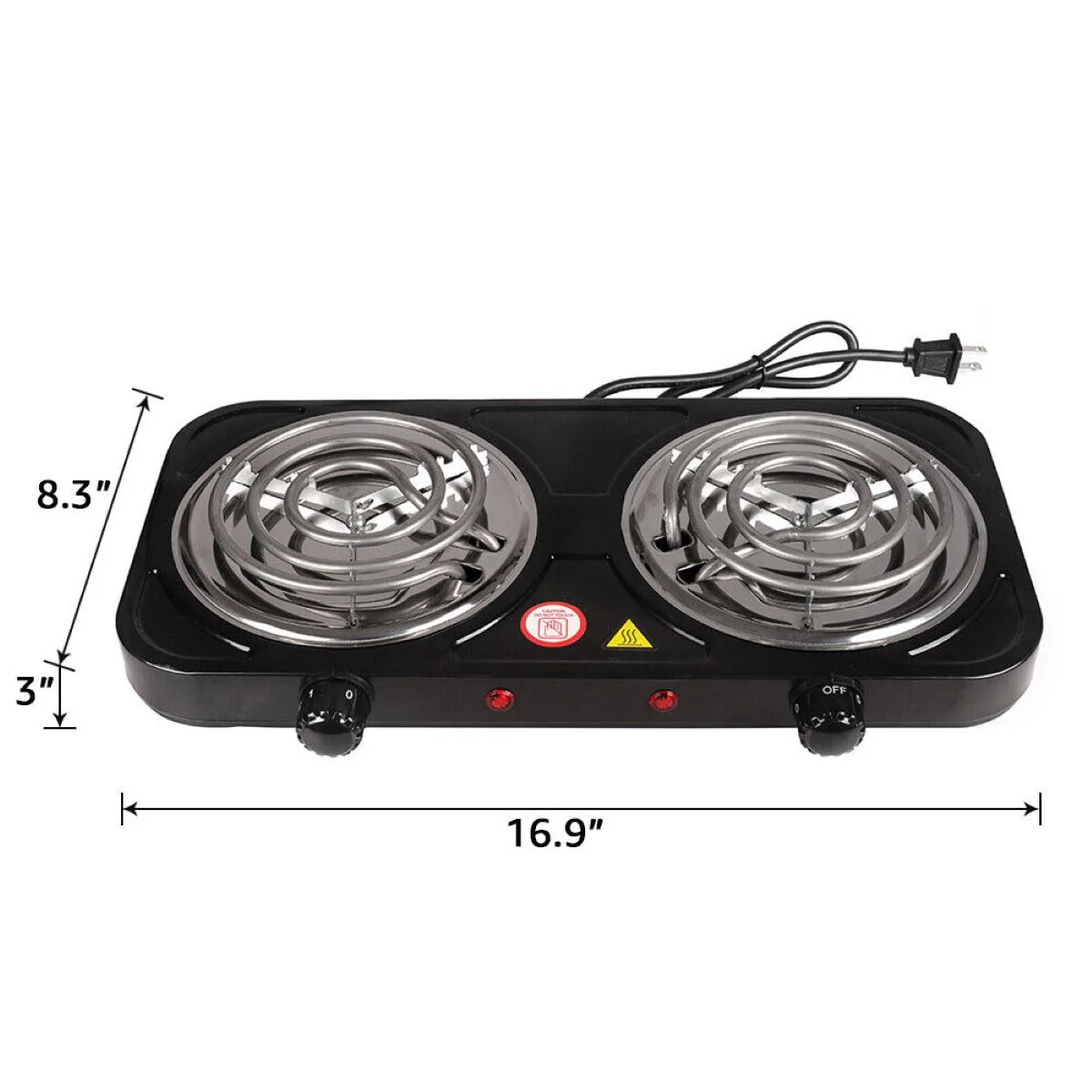 Electric Stove Dual Burner Portable Compact Hot Plate T8879
