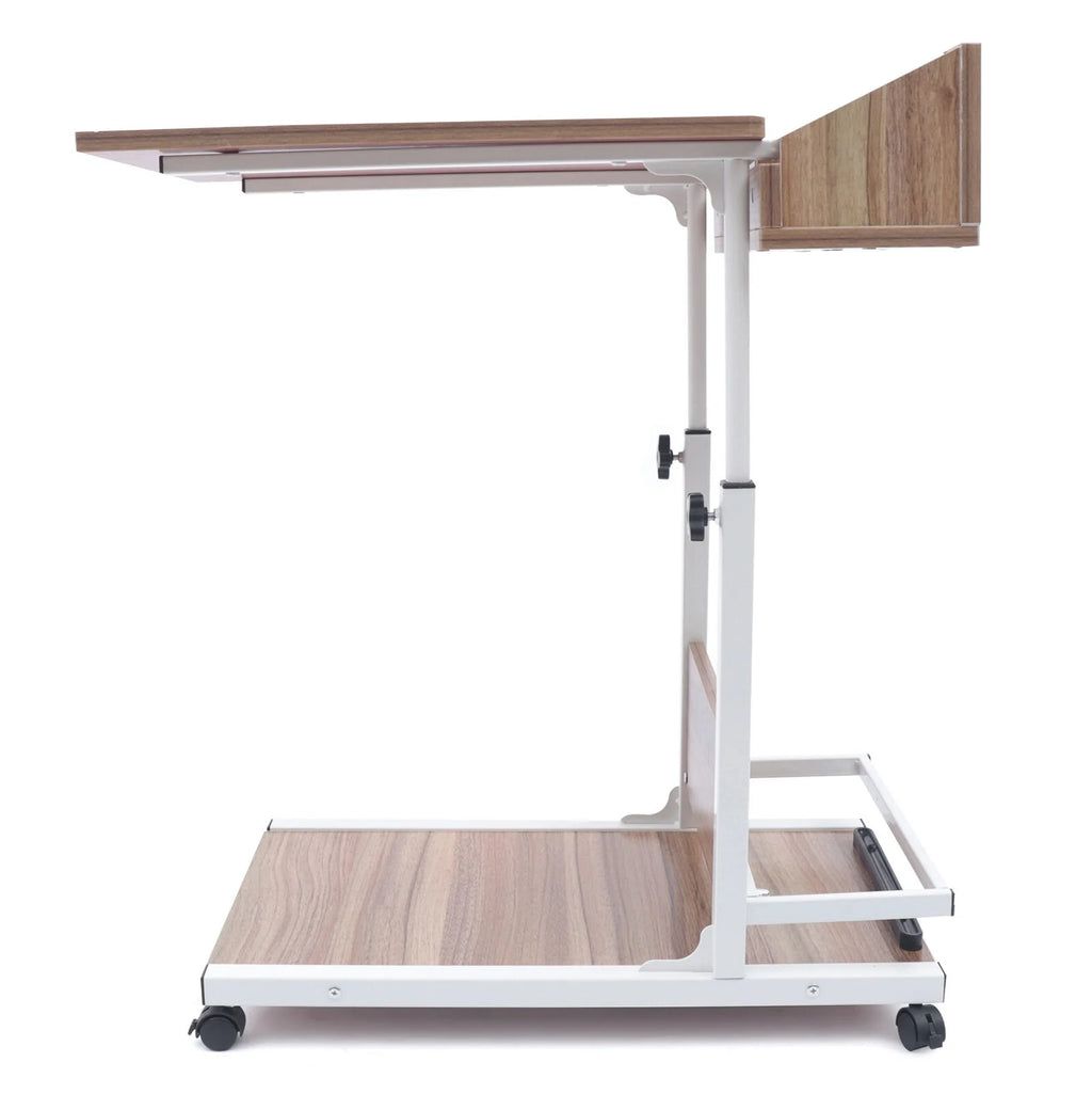 Wooden Bed Side Table with Storage and Wheels Z979947
