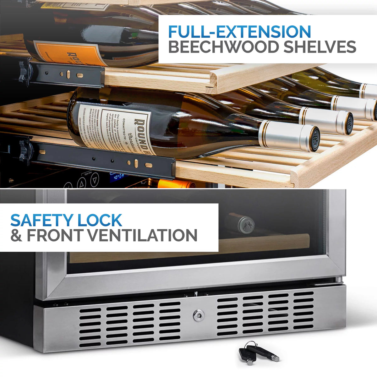 46-Bottle Dual-Zone Compressor Wine Refrigerator Q637
