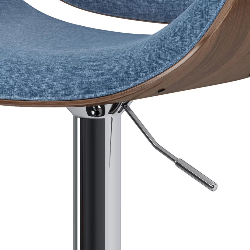 Blue Linen Look Fabric Adjustable Height Bar Stool K324