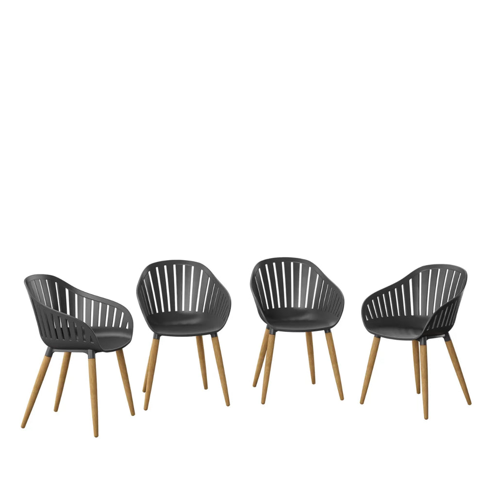 4-Piece Chair Set with Teak Finish Legs Q86970