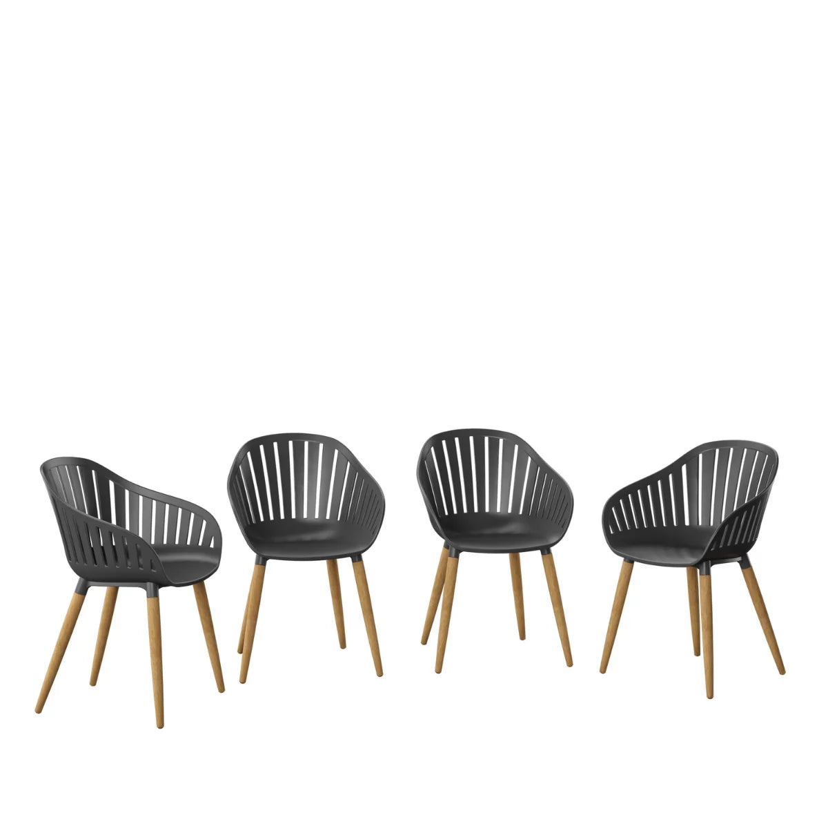 4-Piece Chair Set with Teak Finish Legs Q86970