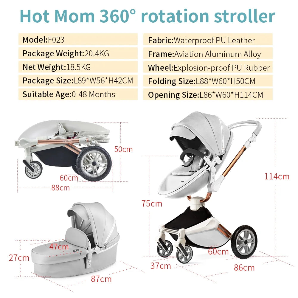Grey 2 in 1 Baby Stroller with Bassinet Combo U511