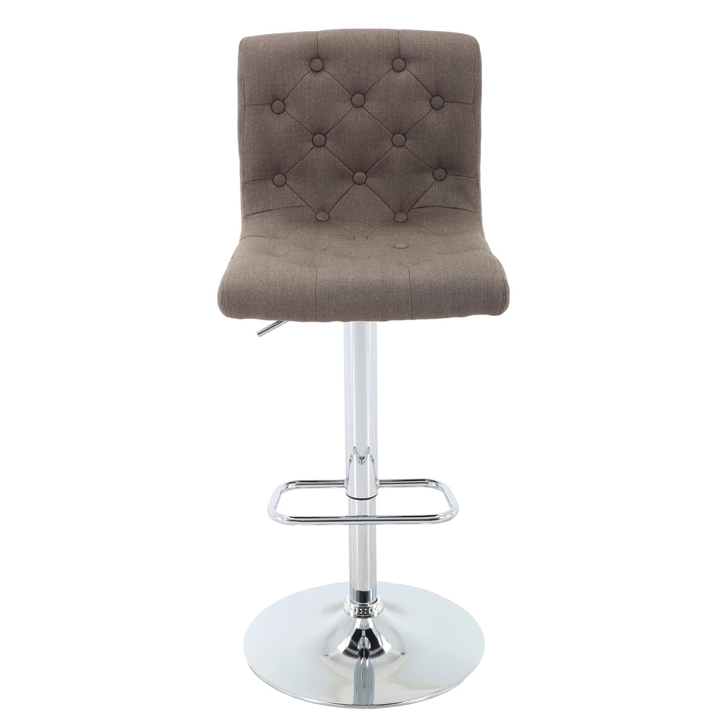 Tufted Swivel Bar Stool with Back, Fabric Upholstered Armless Bar Chair V352