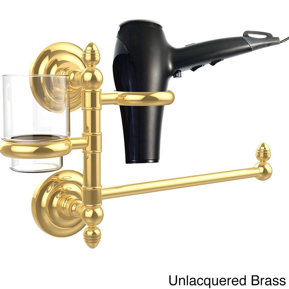 Unlacquered Brass Hair Dryer Holder and Organizer N65562