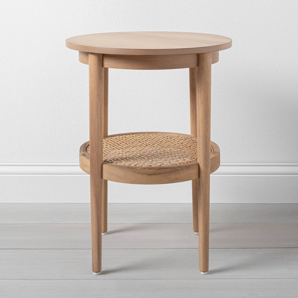Wood & Cane Round Accent Table H377