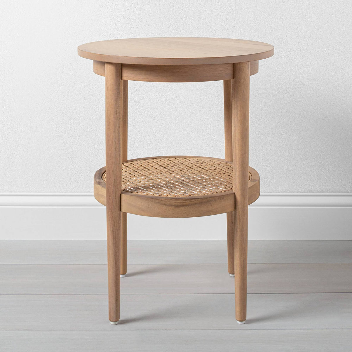 Wood & Cane Round Accent Table H377