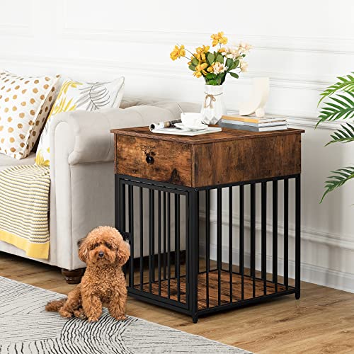 Wooden Dog Crate Furniture with Drawer F214
