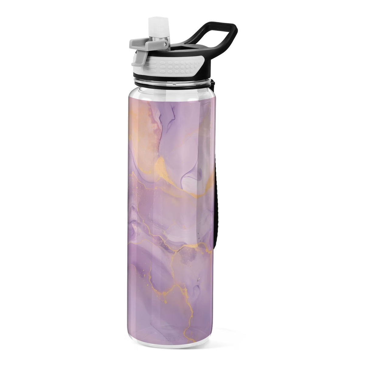 Purple and Gold Marble 32oz Tritan Leakproof Water Bottle with Straw S7693