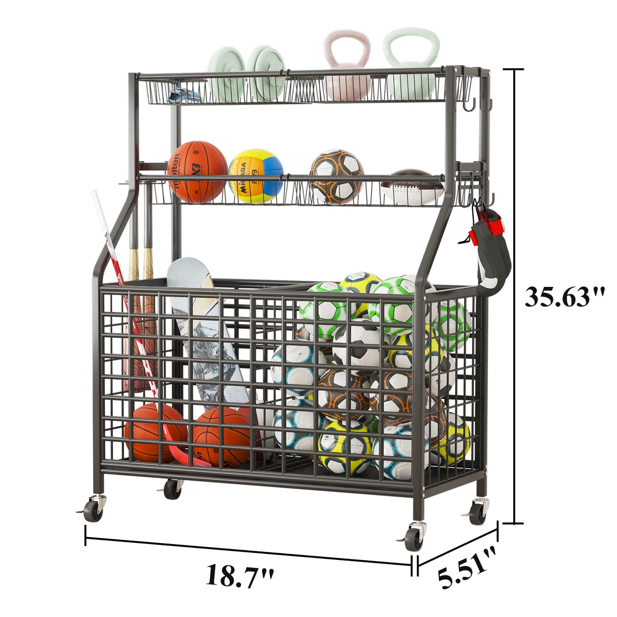 Black Rolling Storage Cart H2213