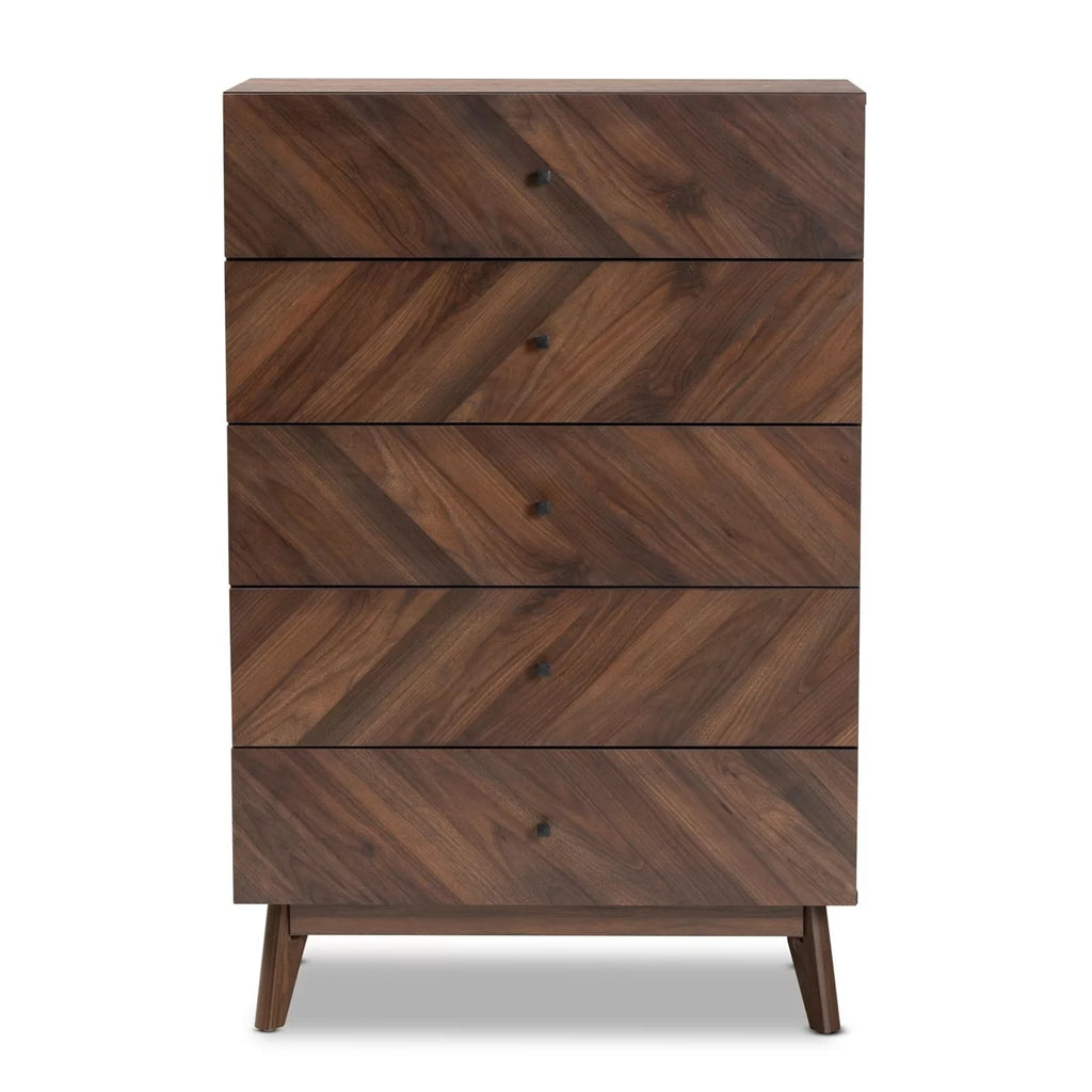 Walnut Brown Wood 5-Drawer Storage Chest D283632