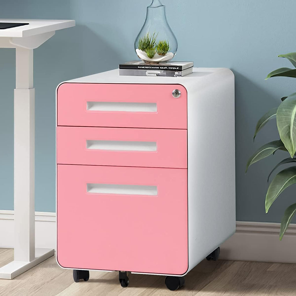 3 Drawer Black Mobile File Cabinet with Lock O106