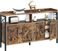 Rustic Brown 55Inch Console Table with Cabinet and Open Shelf L37146