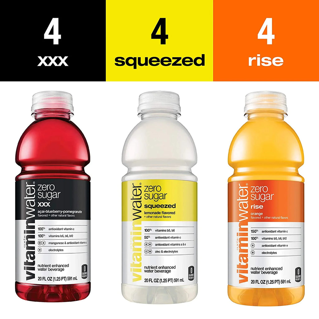 3 Flavor Variety Pack Nutrient Enhanced Flavored Water, 20 Fl Oz Bottles (Pack of 12) Z240