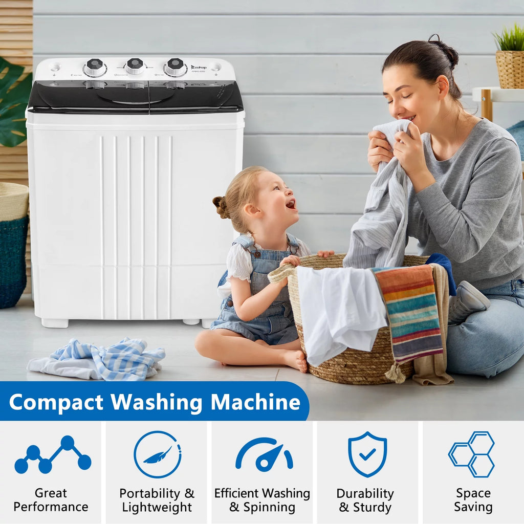 Compact Twin Tub Portable Mini Washing Machine with Drain Pump I871