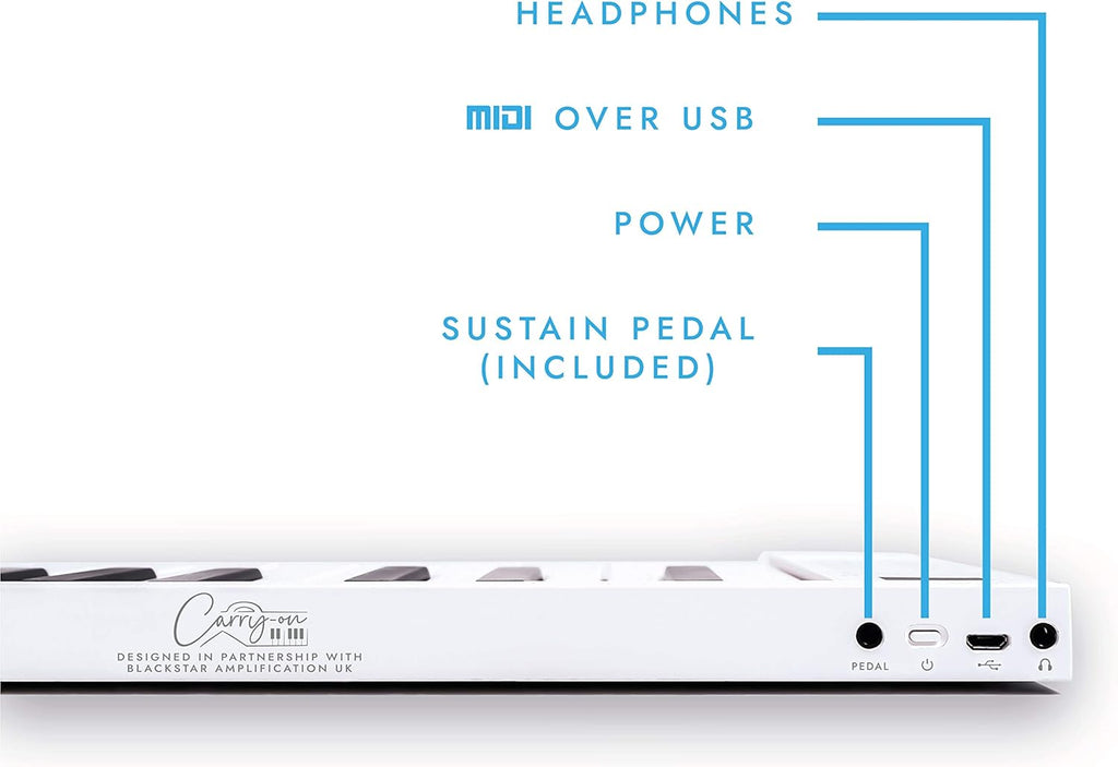 White Portable 88 Key Digital Piano Keyboard with Rechargeable Battery J972590