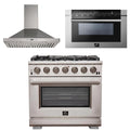 36 Inch Pro Gas Range, Wall Mount Range Hood, Microwave Drawer G7534