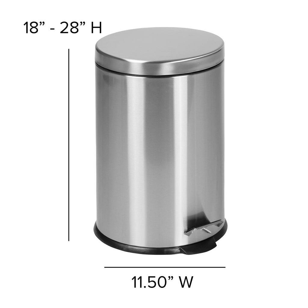 Round Stainless Steel Soft Close Step Trash Can 5.3 Gallons J76867