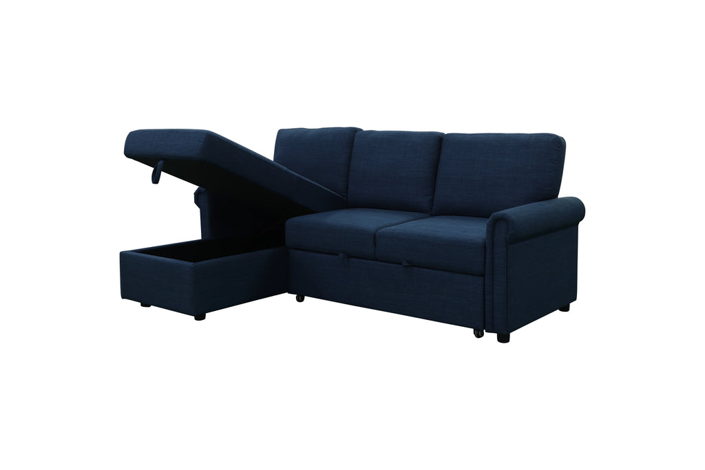 Navy Blue Storage Sofa Bed Reversible Sectional Y817898