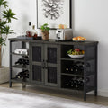 Dark Gray Wood Wine Cabinet with Storage X83837