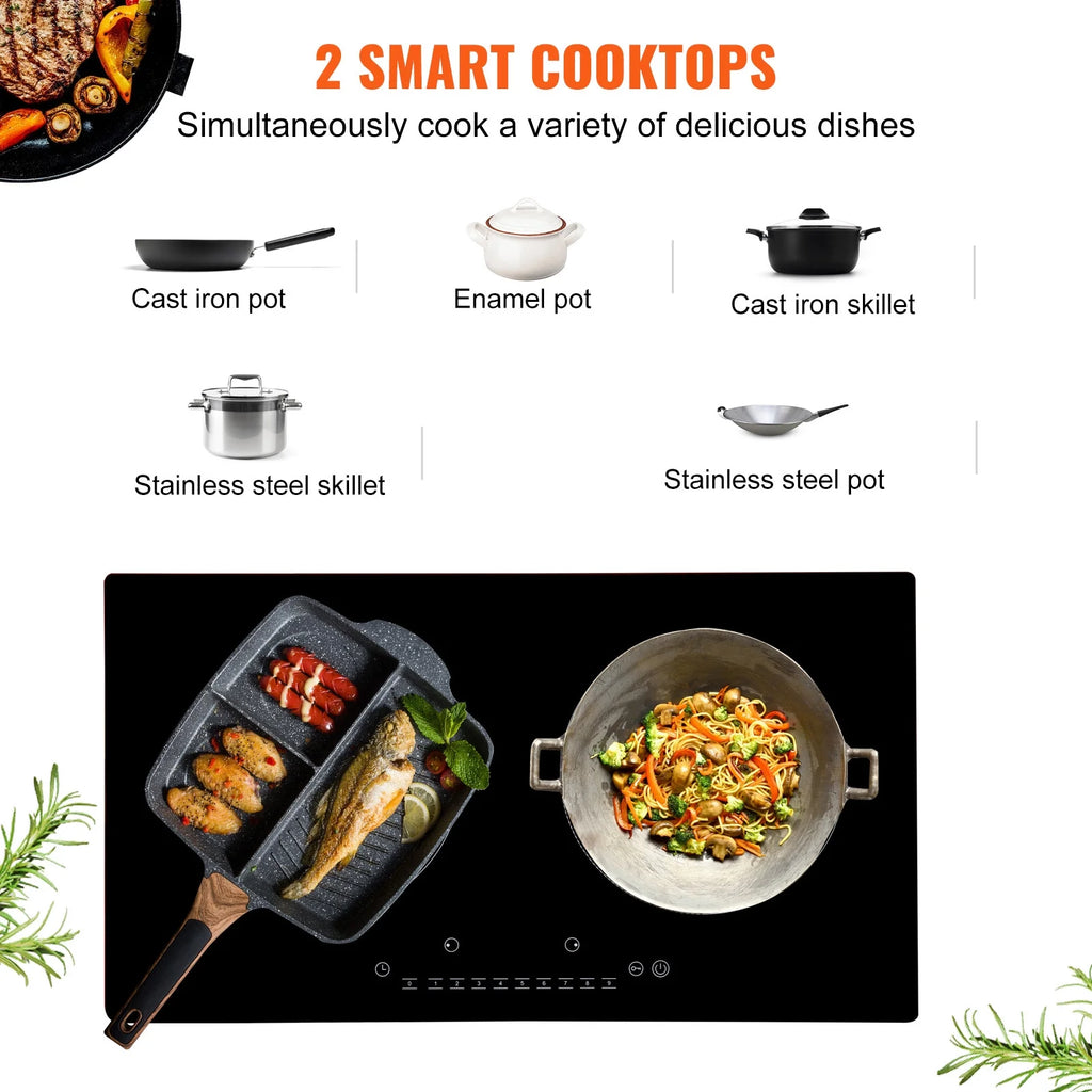 2 Burners Ceramic Glass Electric Cooktop K8768